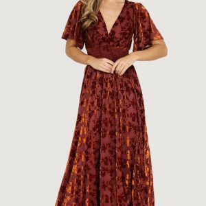 Veronica Velvet Maxi Dress | Rust