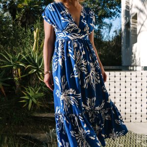 Rosa Midi Dress | Cobalt Print