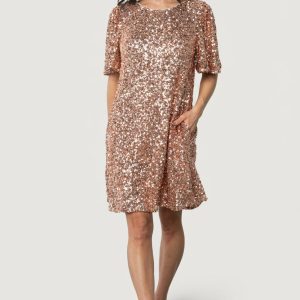 Asta Sequin Shift Dress | Rose Gold