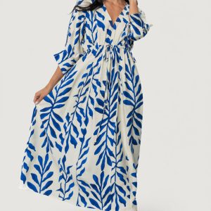 M??laga Midi Dress | Cobalt Print