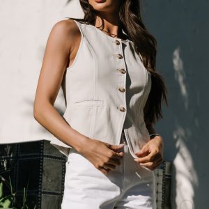 Luz Denim Vest | Ecru