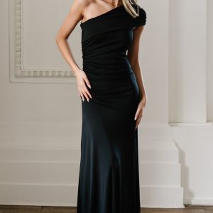 Leon One Shoulder Gown | Black