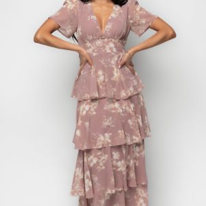 Montaigne Ruffle Maxi Dress | Mauve Floral