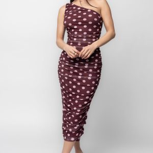 Lolli One Shoulder Midi Dress | Berry + Pink