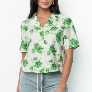 Mar Button Up Top | Green Floral
