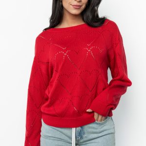 Heartfelt Sweater Top | Red