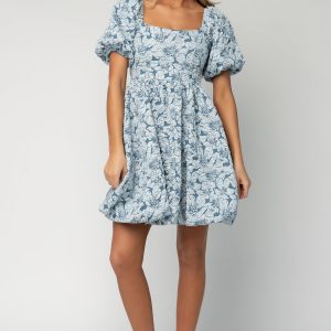 Enchanted Jacquard Dress | Dusty Blue