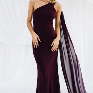 Julianne One Shoulder Maxi Dress | Dark Plum