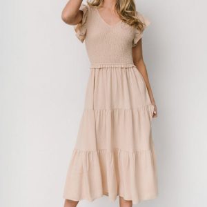 Afton Smocked Tiered Dress | Sand