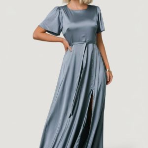 Agnes Satin Maxi Dress | Whisper Blue
