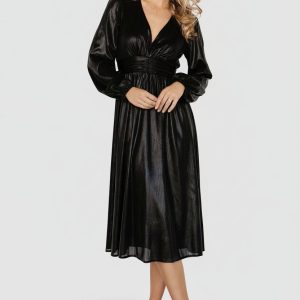 Aisha Shimmer Dress | Black