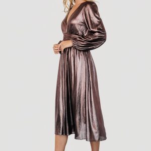 Aisha Shimmer Dress | Bronze