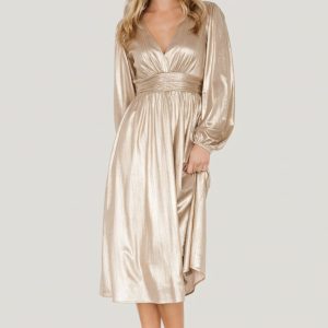 Aisha Shimmer Dress | Champagne