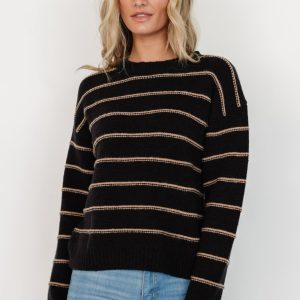 Alanis Stripe Sweater | Black + Camel