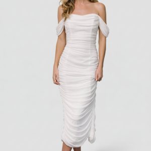Alessandra Mesh Midi Dress | Off White