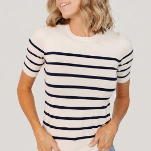 Alyson Knit Top | Ivory + Navy