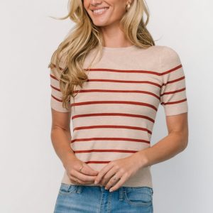 Alyson Knit Top | Oatmeal + Rust