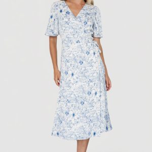 Amelie Wrap Midi Dress | Blue Print