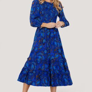Andersen Smocked Midi Dress | Cobalt Floral