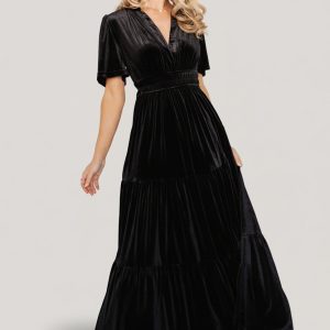 Artemis Velvet Maxi Dress | Black