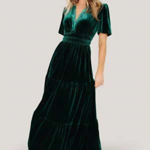 Artemis Velvet Maxi Dress | Emerald