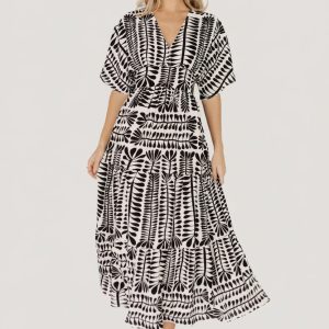 Austin Kimono Dress | Black Print
