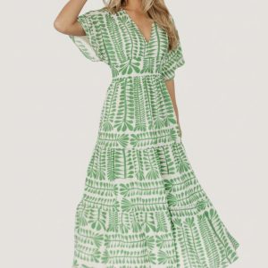 Austin Kimono Dress | Green Print