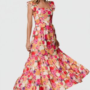 Ayla Tiered Maxi Dress | Pink Multi Floral