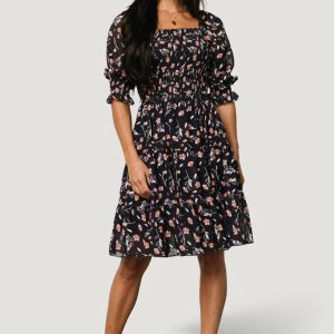 Azlyn Smocked Short Dress | Navy + Pink Floral