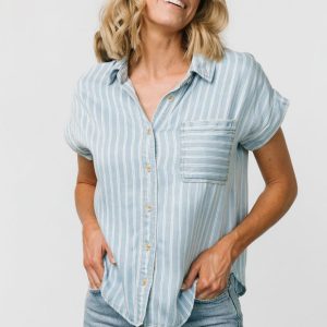 Berkley Striped Top | Denim Blue