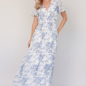 Birdie Maxi Dress | Off White + Blue