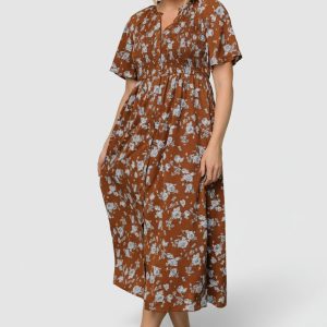 Botega Midi Dress | Brown + Blue