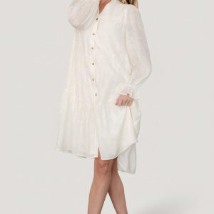 Brenna Button Midi Dress | Cream