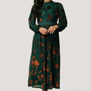 Christine Velvet Embossed Midi Dress | Jade