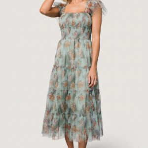 Clementine Tulle Midi Dress | Sage Multi Floral