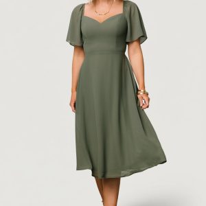 Colette Sweetheart Midi Dress | Dark Sage