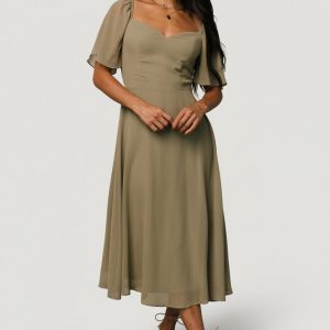 Colette Sweetheart Midi Dress | Dusty Olive