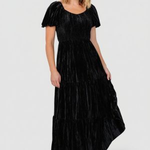 Colleen Velvet Maxi Dress | Black