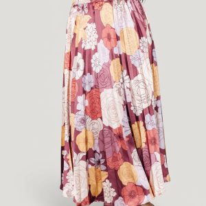 Cori Pleated Skirt | Deep Mauve Floral