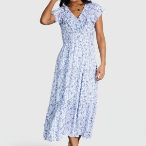 Crete Midi Dress | Blue + White