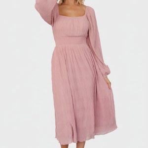Dalton Pleated Midi Dress | Blush
