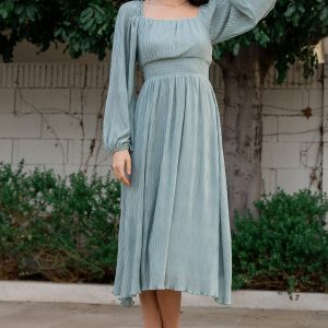 Dalton Pleated Midi Dress | Light Sage