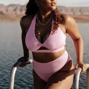Del Mar Ribbed Bikini Top | Pink