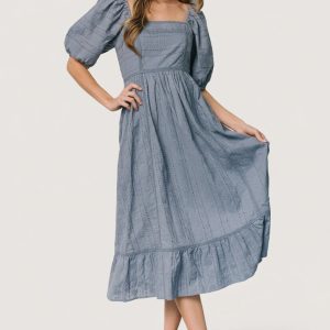 Delaney Eyelet Dress | Dusty Blue