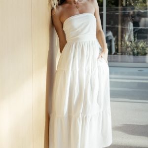 Delray Strapless Dress | Off White