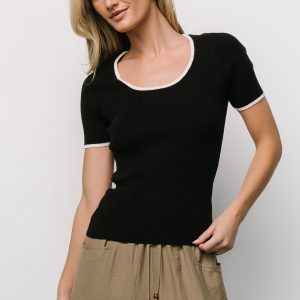 Dena Ribbed Top | Black + White