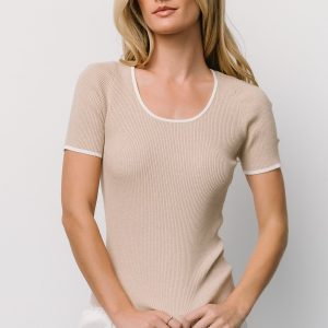Dena Ribbed Top | Natural + Ivory