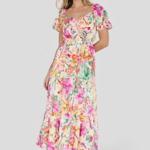 Denzel Puff Sleeve Midi Dress | Multi Floral