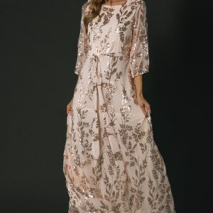 Destiny Sequin Maxi Dress | Rose Gold