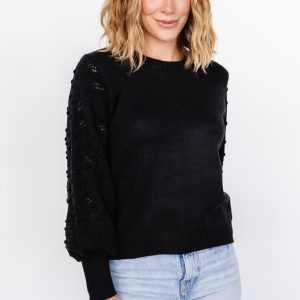 Devri Pointelle Sweater | Black